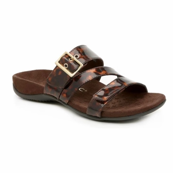 Vionic Left 7, Right 8, Skylar Sandals Comfort Brown Tortoise Animal Print Shoes - Picture 1 of 9
